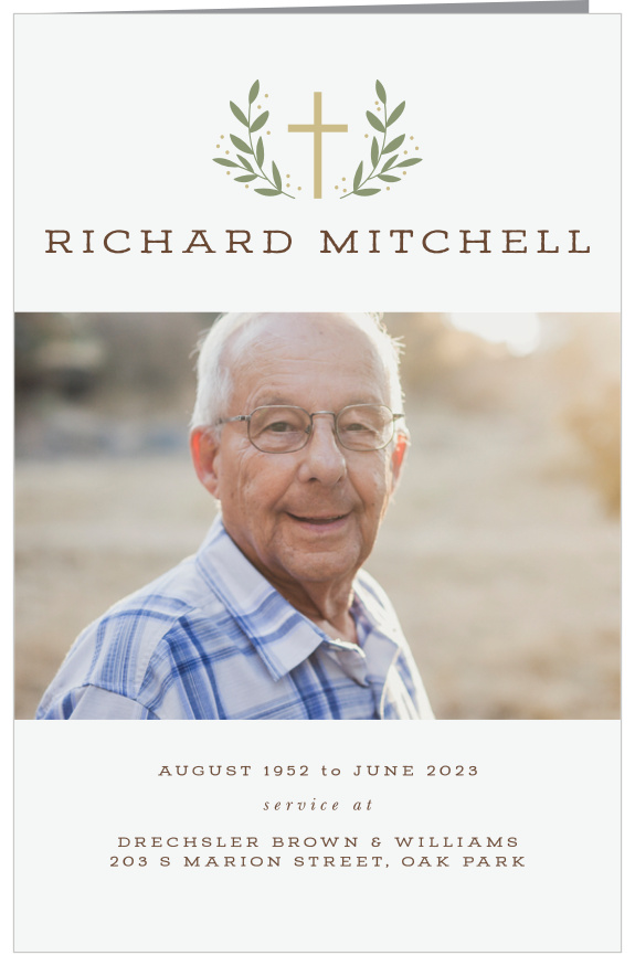 Inform family and friends of every step of the funeral service with our Christian Cross Memorial Book Fold Programs.