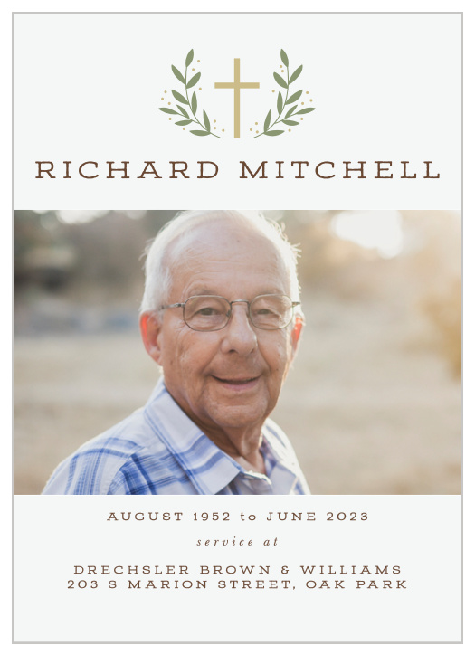 Inform family and friends of every step of the funeral service with our Christian Cross Memorial Programs.