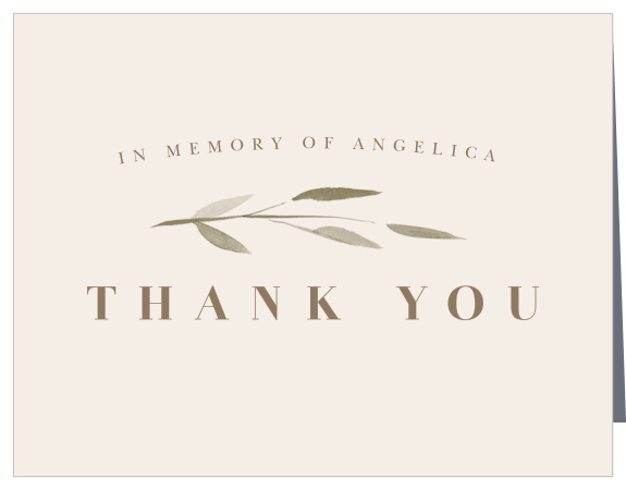 Thank those who attended the memorial service by sending out our Watercolor Branch Memorial Thank You Cards.