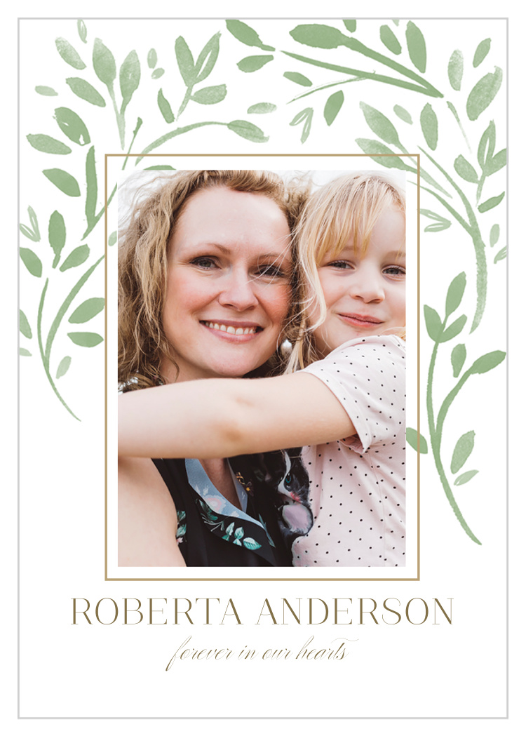 Green Leaves Memorial Prayer Cards