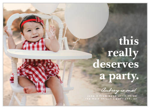 Party Deserved First Birthday Invitations