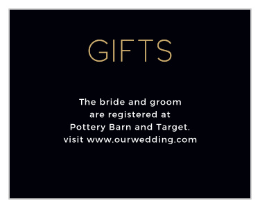 Let your guests know where you are registered at with this registry card. Customize the fonts and colors to match your wedding scheme.