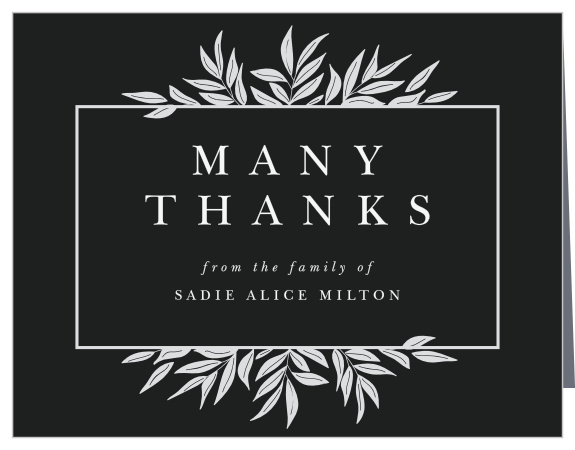 Thank everyone who was able to support you through this difficult time with our Silver Frame Memorial Thank You Cards.