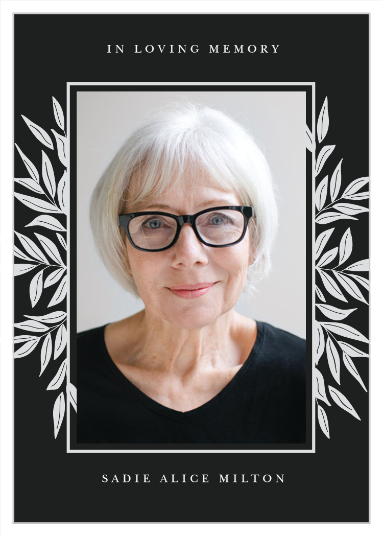 Silver Frame Memorial Prayer Cards