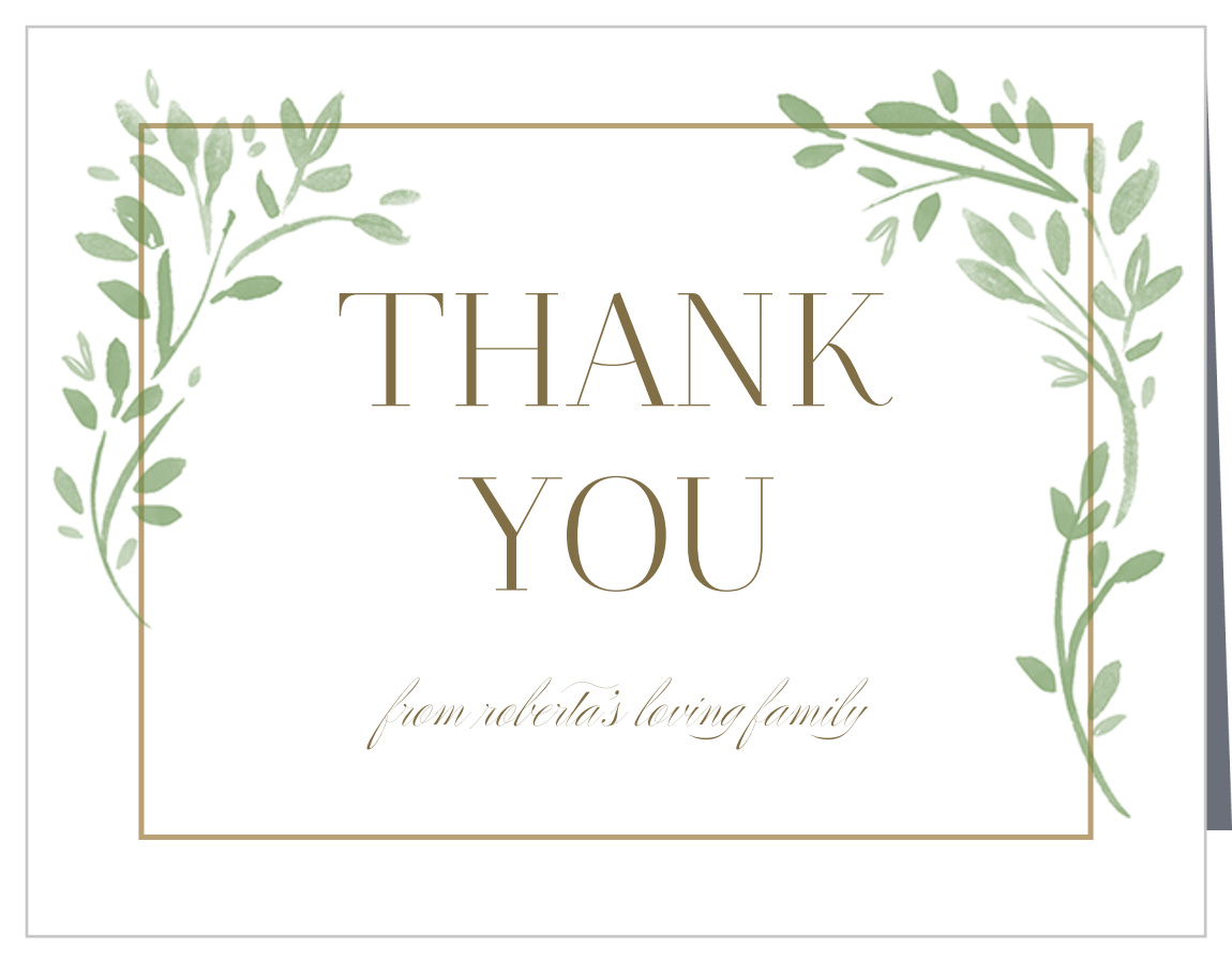 Green Leaves Memorial Thank You Cards