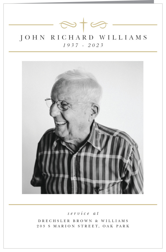 Our Golden Cross Book Fold Memorial Programs inform family and friends of every step of the funeral service.