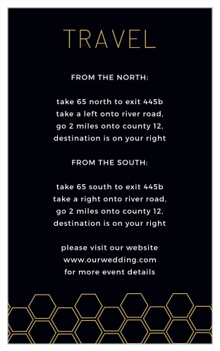 Share your wedding information in style with our Sweet Honeycomb Direction Cards.