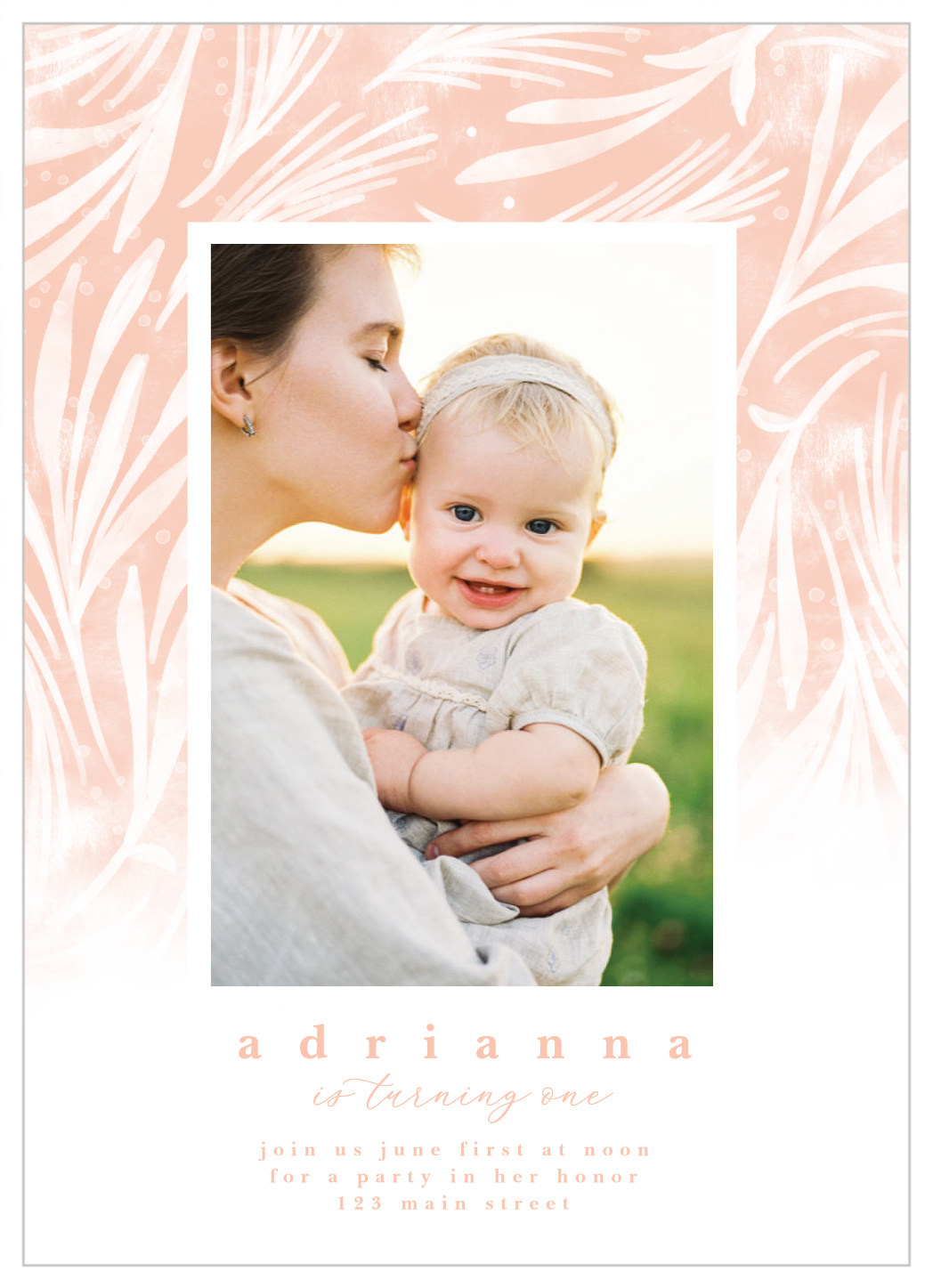 Ombre Florals First Birthday Invitations