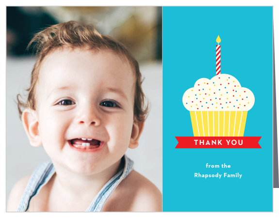 Let family and friends know how much their support and presence at your little one's birthday meant to you with our Icing Name First Birthday Thank You Cards.