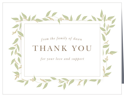 Greenery Frame Memorial Thank You Cards