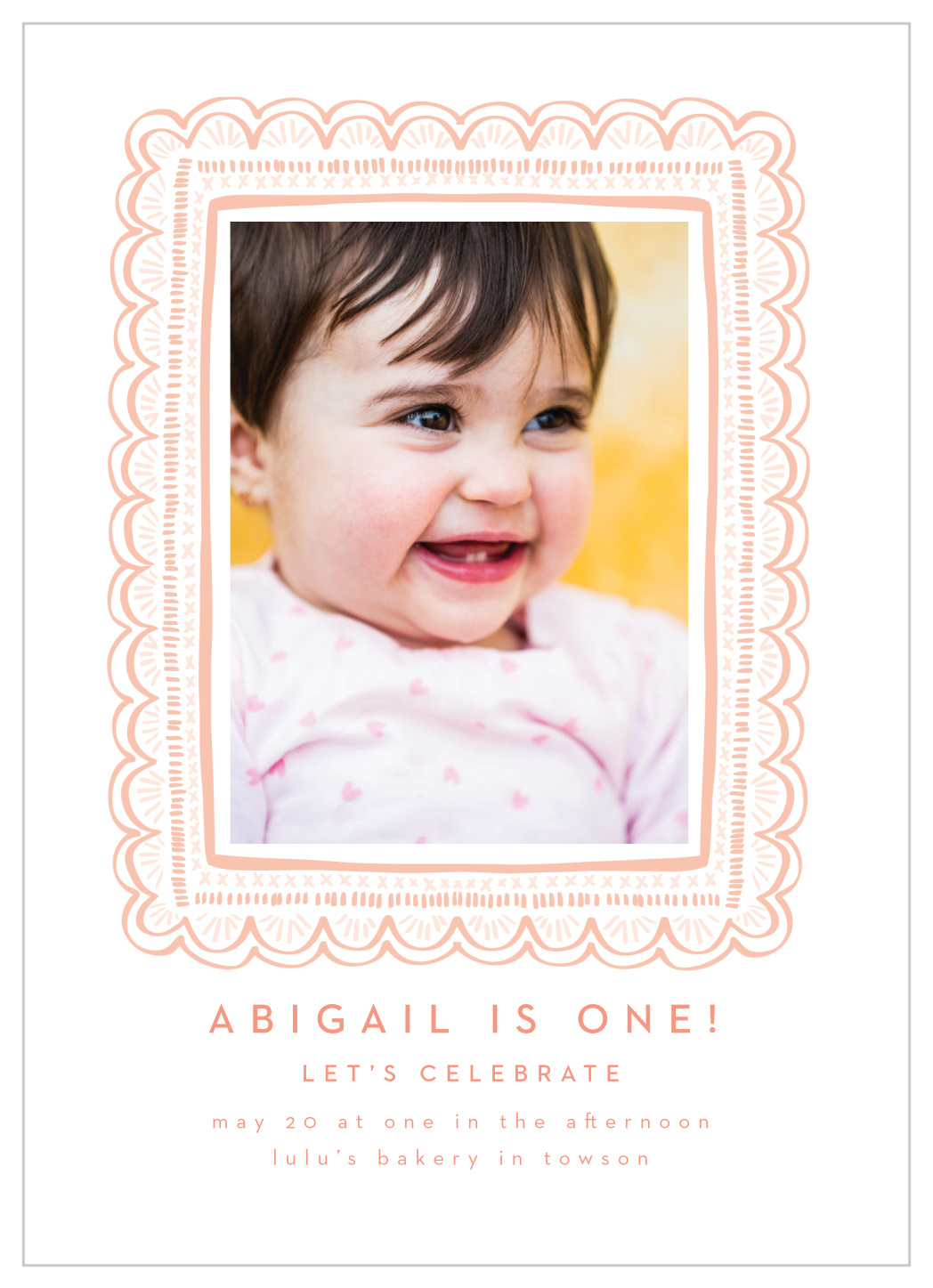 Doodle Frame First Birthday Invitations