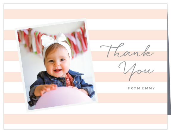 The support and presence of family and friends on your little one's special day meant a lot to you, show them your appreciation with our Party Stripes First Birthday Thank You Cards.