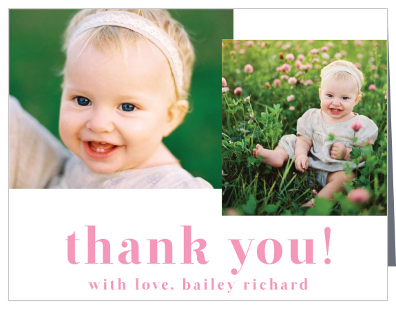 Our Photo Overlap First Birthday Thank You Cards let family and friends know how much you appreciated their support and presence at your little one's party.