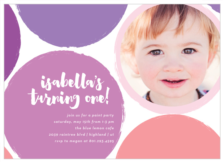 Invite your loved ones to come and celebrate for your little babes big day with the Party Paint First Birthday Invitations!