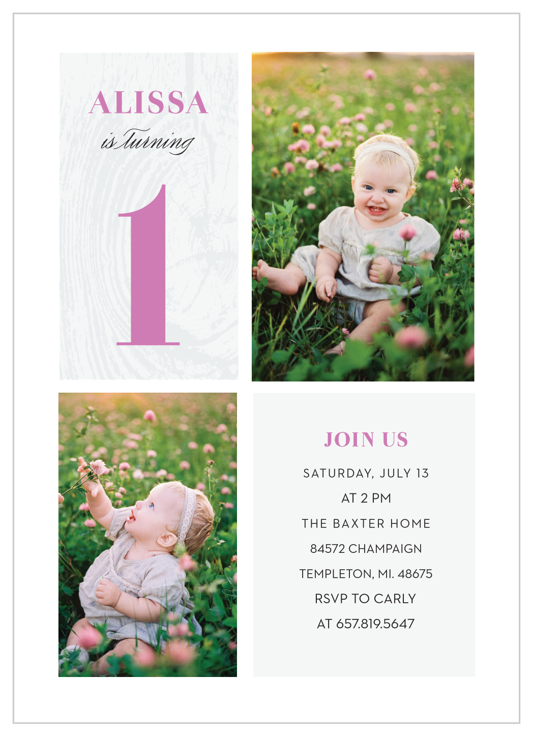 Wood Rings First Birthday Invitations
