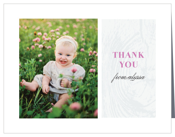 Allow your child to show appreciation for their party guests' attendance at their first birthday celebrations, using our Wood Rings First Birthday Thank You Cards!