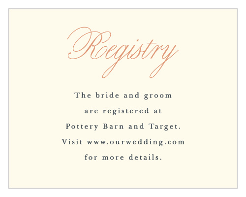 Our Modern Lines Registry Cards inform family and friends where you would like your wedding gifts from.