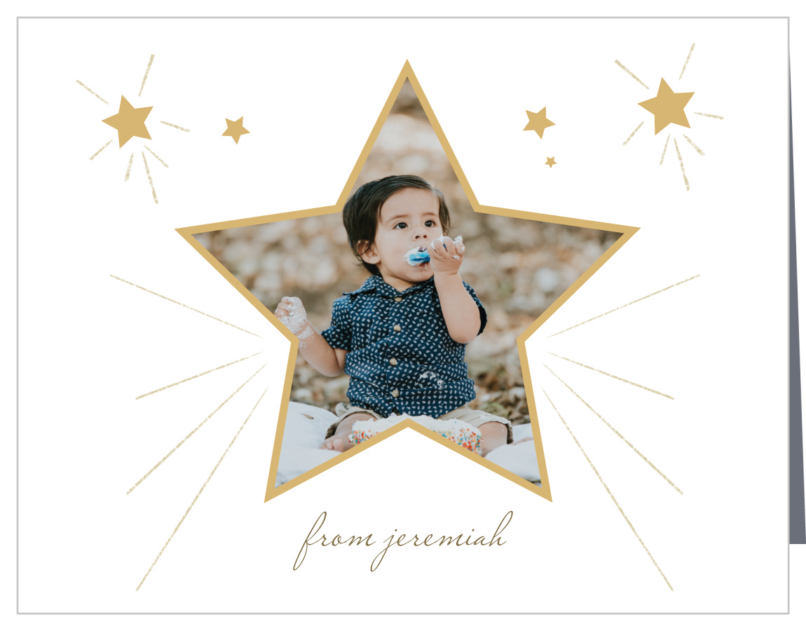 Glittering Starburst First Birthday Thank You Cards