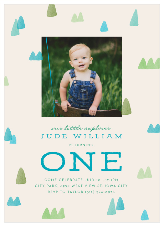 Celebrate your child turning one with our Tiny Trees First Birthday Invitations!