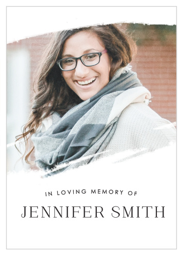 Gift family and friends with a meaningful keepsake of the recently departed with our Modern Brush Memorial Prayer Cards.