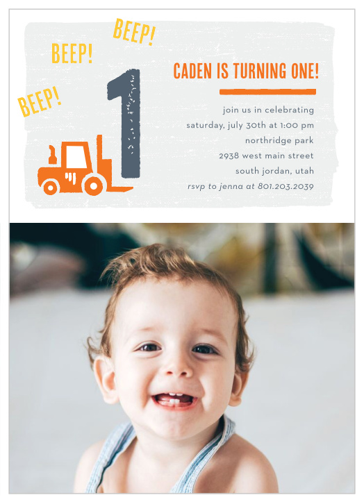 Get ready to build a blast of a party with our Construction One First Birthday Invitations.