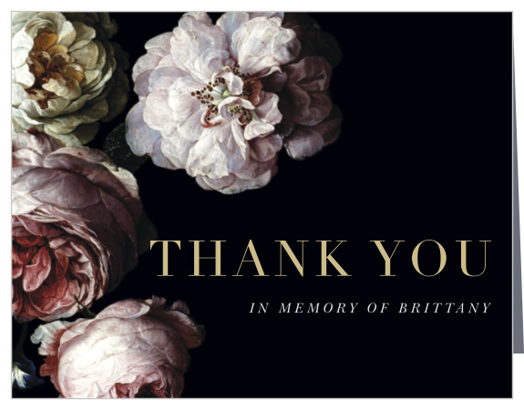 Let family and friends know that these difficult times were made a little easier with their support with our Brushstroke Blooms Memorial Thank You Cards.