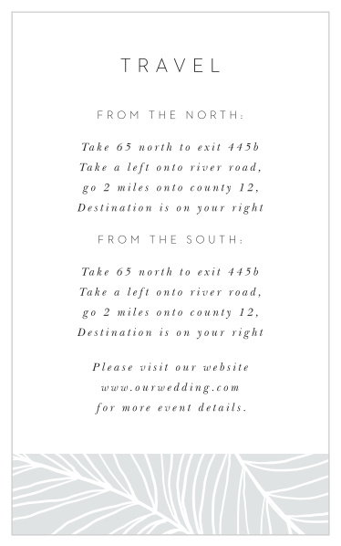 Help your guests navigate to your venue, by including our Bordered Fun Direction Cards in your suite!