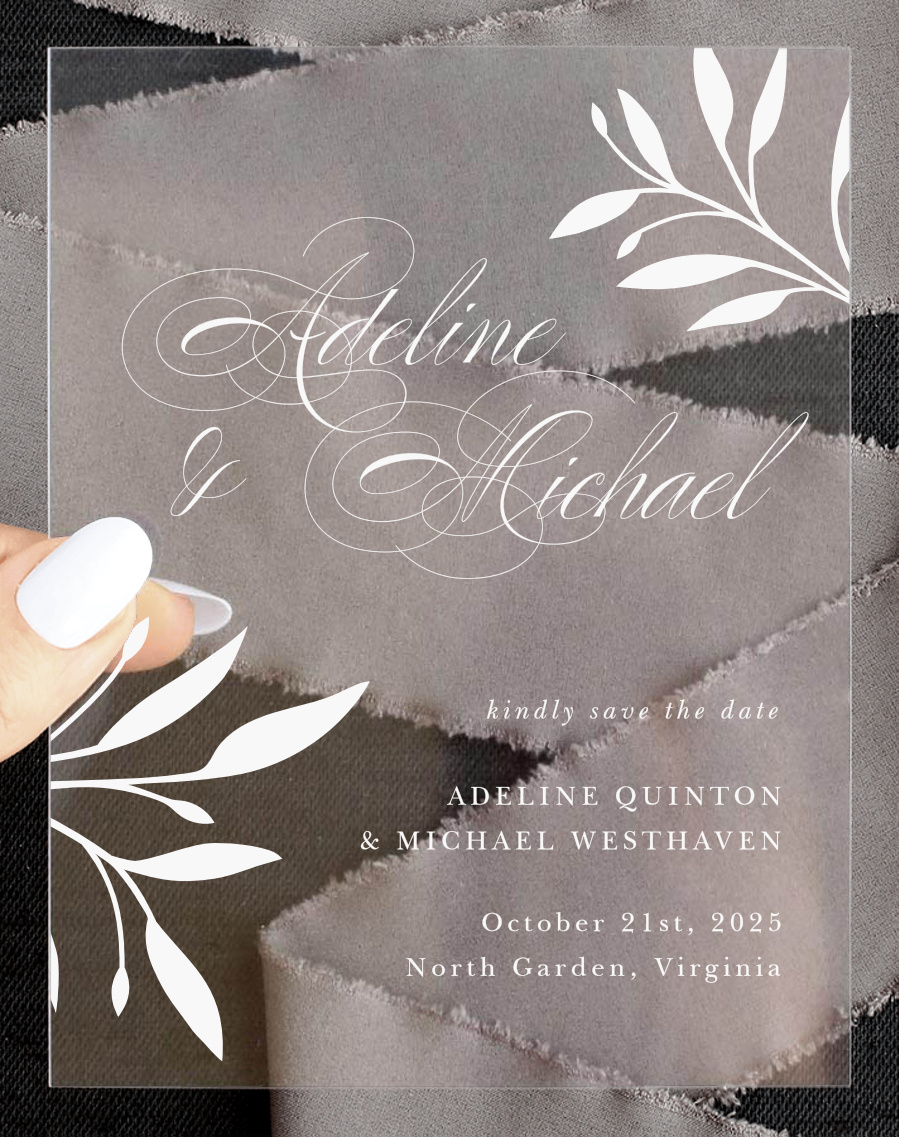 Delicate Greenery Clear Save the Date Cards