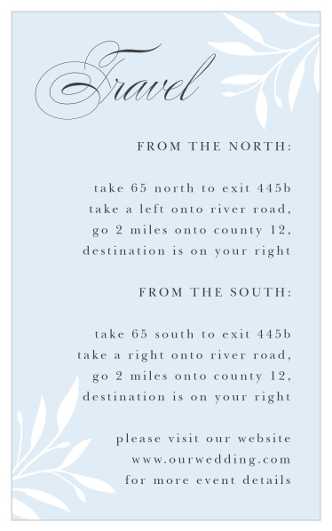 Our Delicate Greenery Directions Cards guide family and friends en route to your wedding venue.