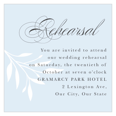 Practice makes perfect! Our Delicate Greenery Rehearsal Cards gather your family and friends the night before to make sure that your wedding will go off without a hitch!