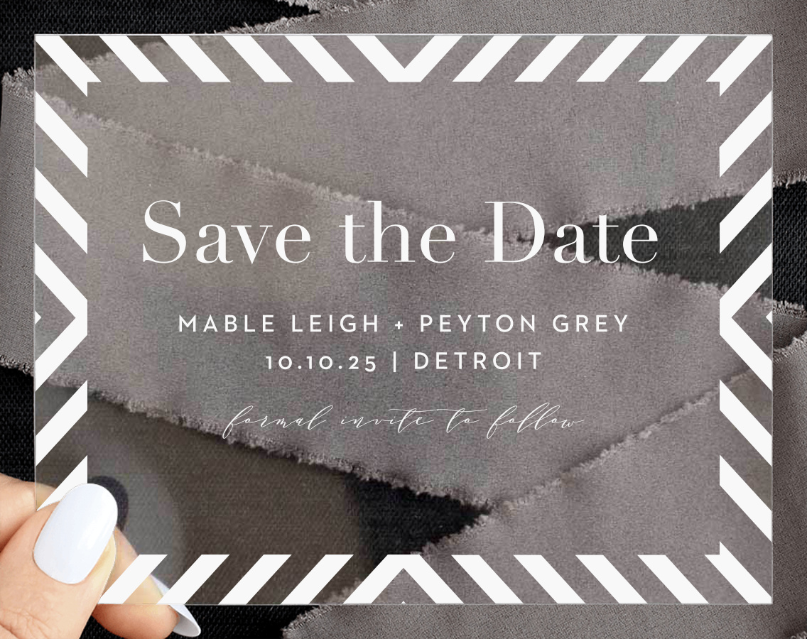 Boldly Striped Clear Save the Date Cards