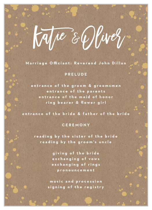 Keep family and friends up-to-date throughout your ceremony with our Classic Kraft Wedding Programs.