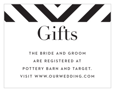 Our Boldly Striped Registry Cards inform family and friends where you have registered for wedding gifts.