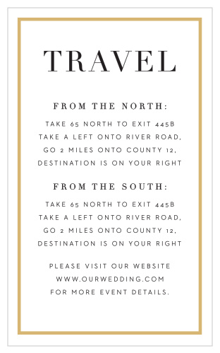 Family and friends will have no issue finding their way to your wedding venue with the help of our Classic Frame Direction Cards.
