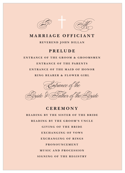 Keep your guests in the loop throughout your ceremony with our Holy Union Wedding Programs!