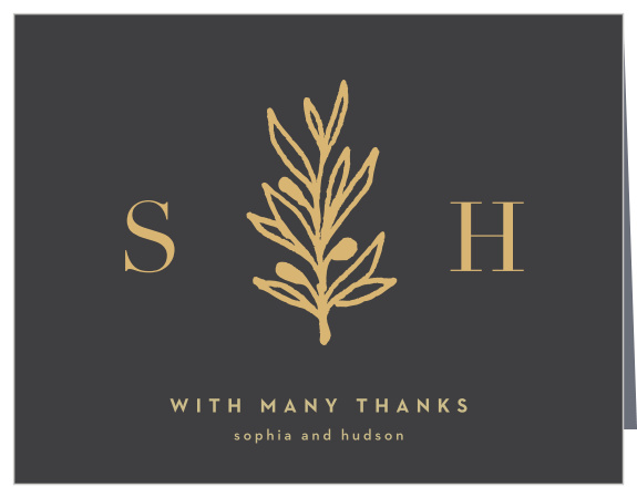 The support and presence of family and friends on your special day meant a lot to you, show them your appreciation with our Monogram Sprig Wedding Thank You Cards.