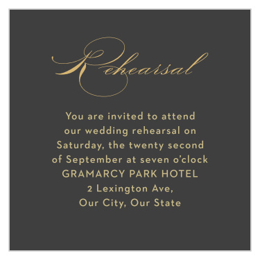 Practice makes perfect! Make sure that your wedding will go off without a hitch when you gather family and friends the night before with our Monogram Sprig Rehearsal Cards.