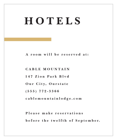 Let out-of-town family and friends know the best places to stay with our Modern Overlap Accommodation Cards. 