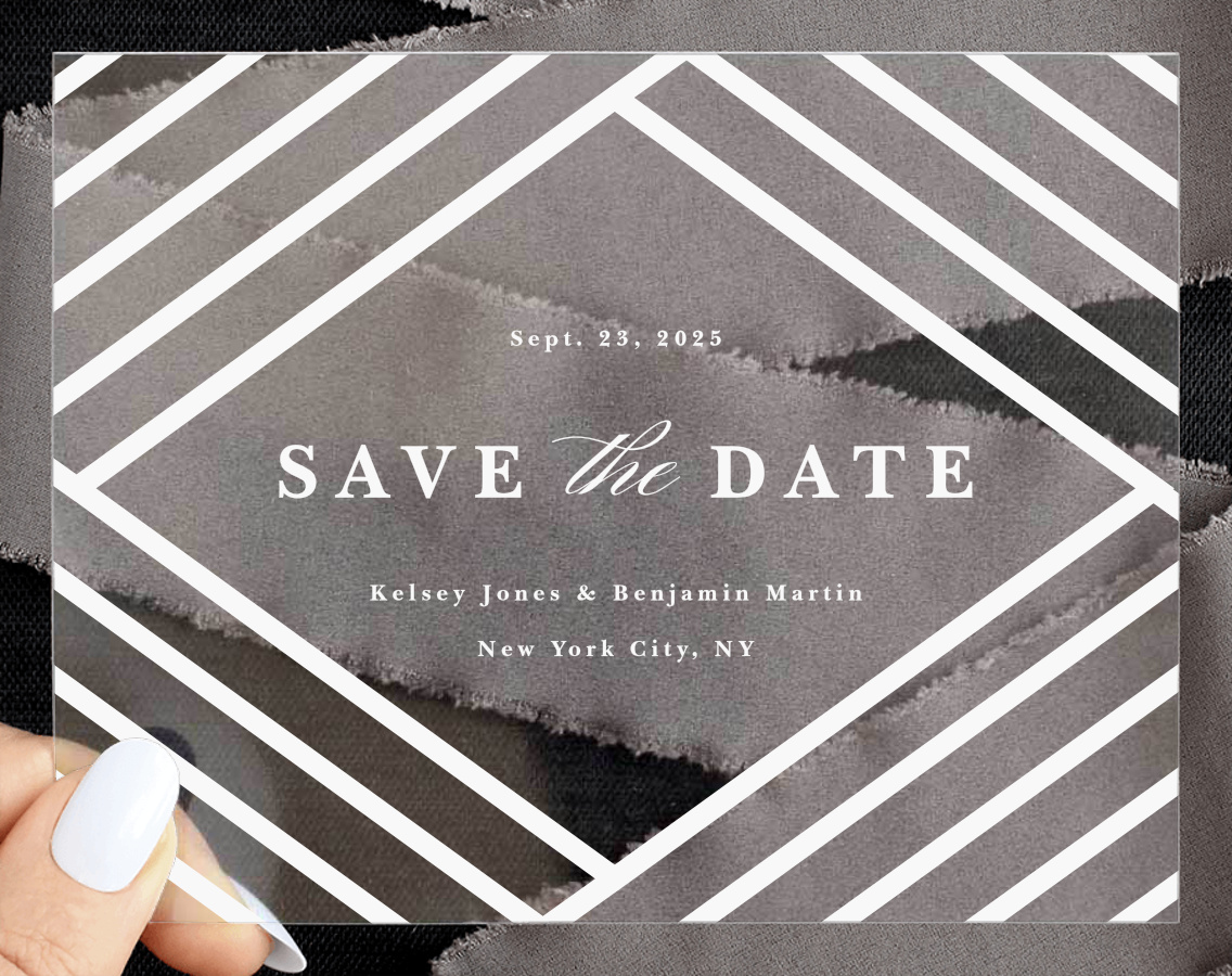 Modern Overlap Clear Save the Date Cards