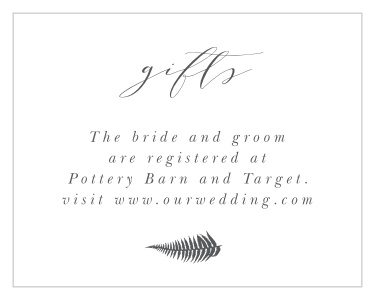 Share all the important details in botanical beauty with our Love Fern Registry Cards.