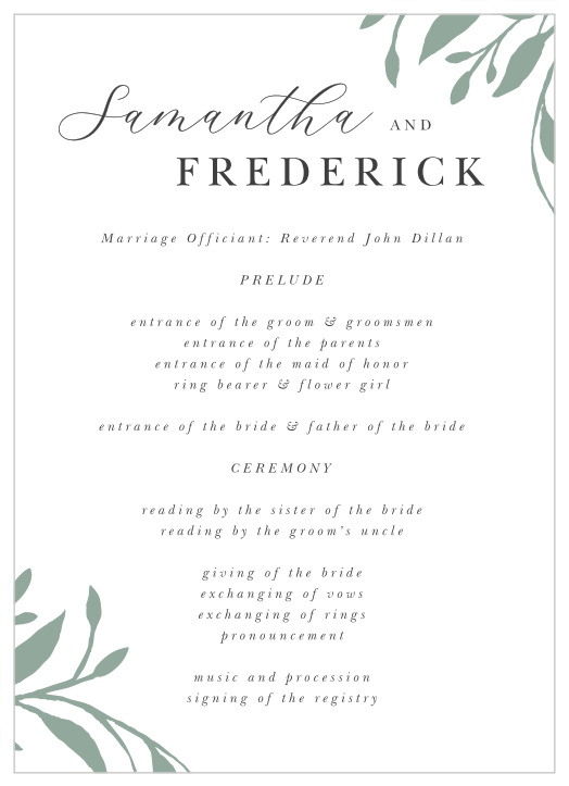 Our Rustic Sketch Wedding Programs inform family and friends of every step of your marriage ceremony.