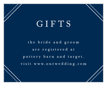 Let your guests know where you've compiled your gift wishlist, using our elegant Criss Cross Registry Cards!