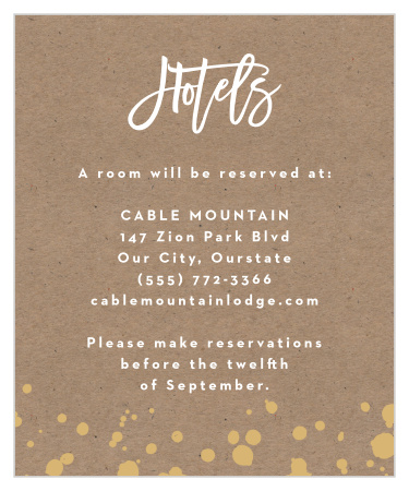 Let family and friends know where you have booked a block of rooms with our Classic Kraft Accommodation Cards.