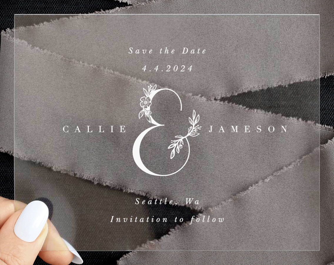 Mallow Ampersand Clear Save the Date Cards