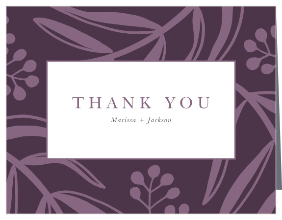 Share your appreciation in exotic, regal fashion with our Stamped Foliage Thank You Cards.