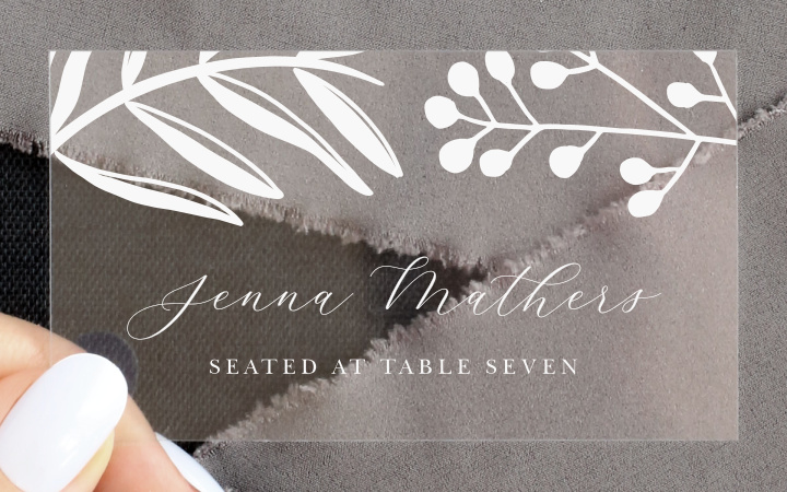 Stamped Foliage Clear Place Cards