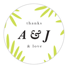 Seal envelopes or gift loved ones with a memento of your special day with our Frame of Fronds Wedding Stickers.