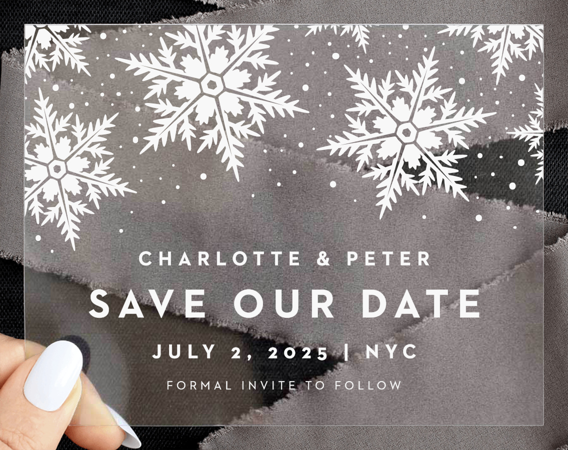 Stunning Snowflakes Clear Save The Date Cards