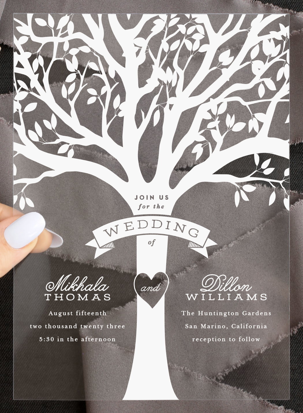 Rustic Tree Clear Wedding Invitations