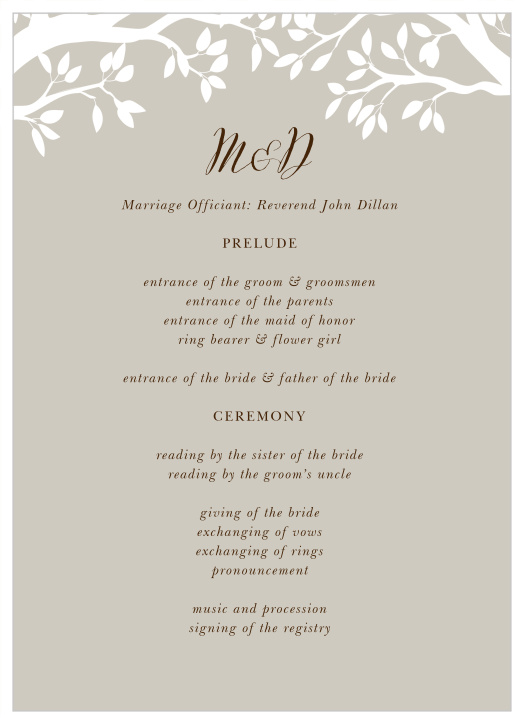 Keep your guests informed with our Rustic Tree Wedding Programs.